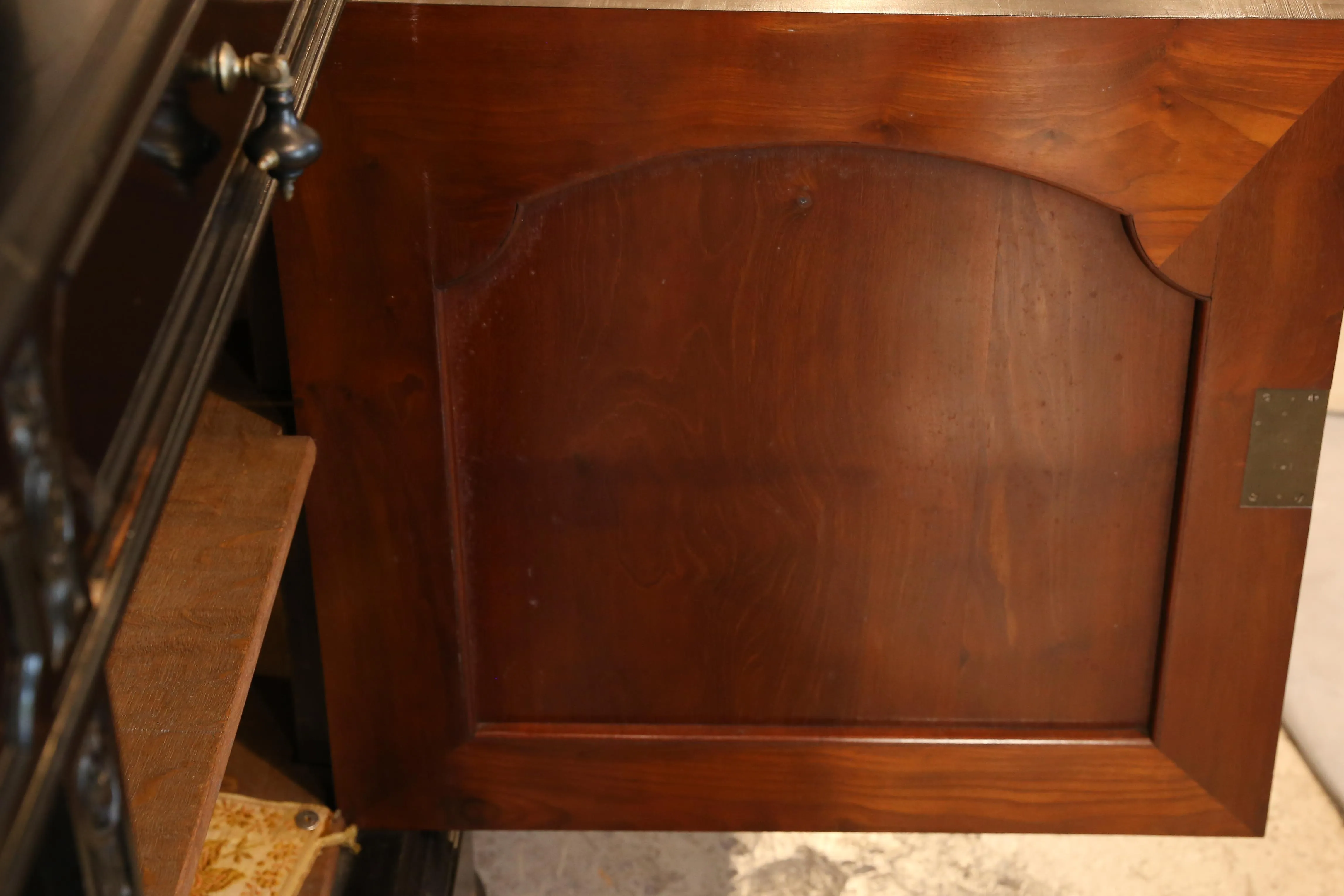 Large Antique Belgian Ebonized Wood Deux Corps Bookshelf