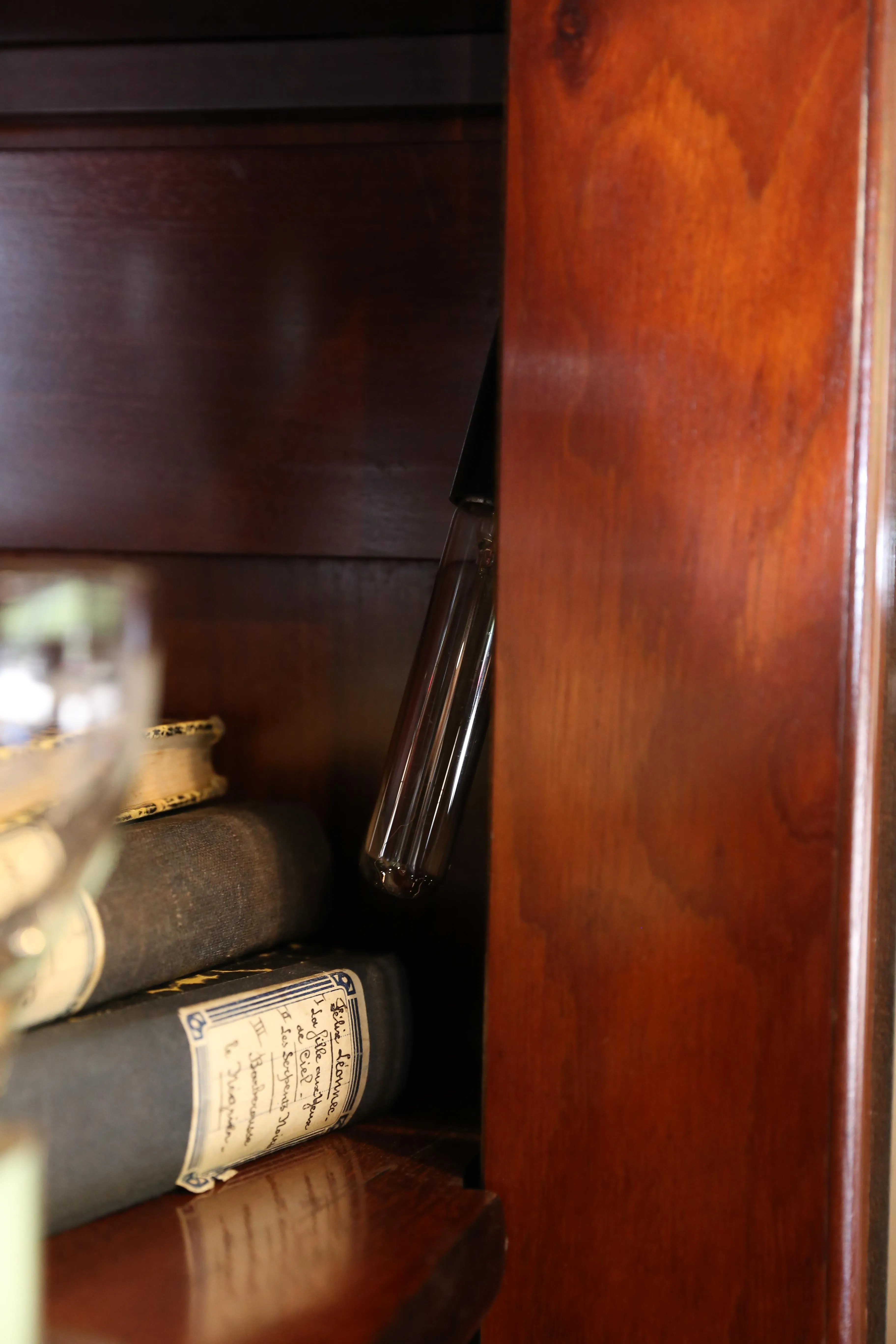 Large Antique Belgian Ebonized Wood Deux Corps Bookshelf