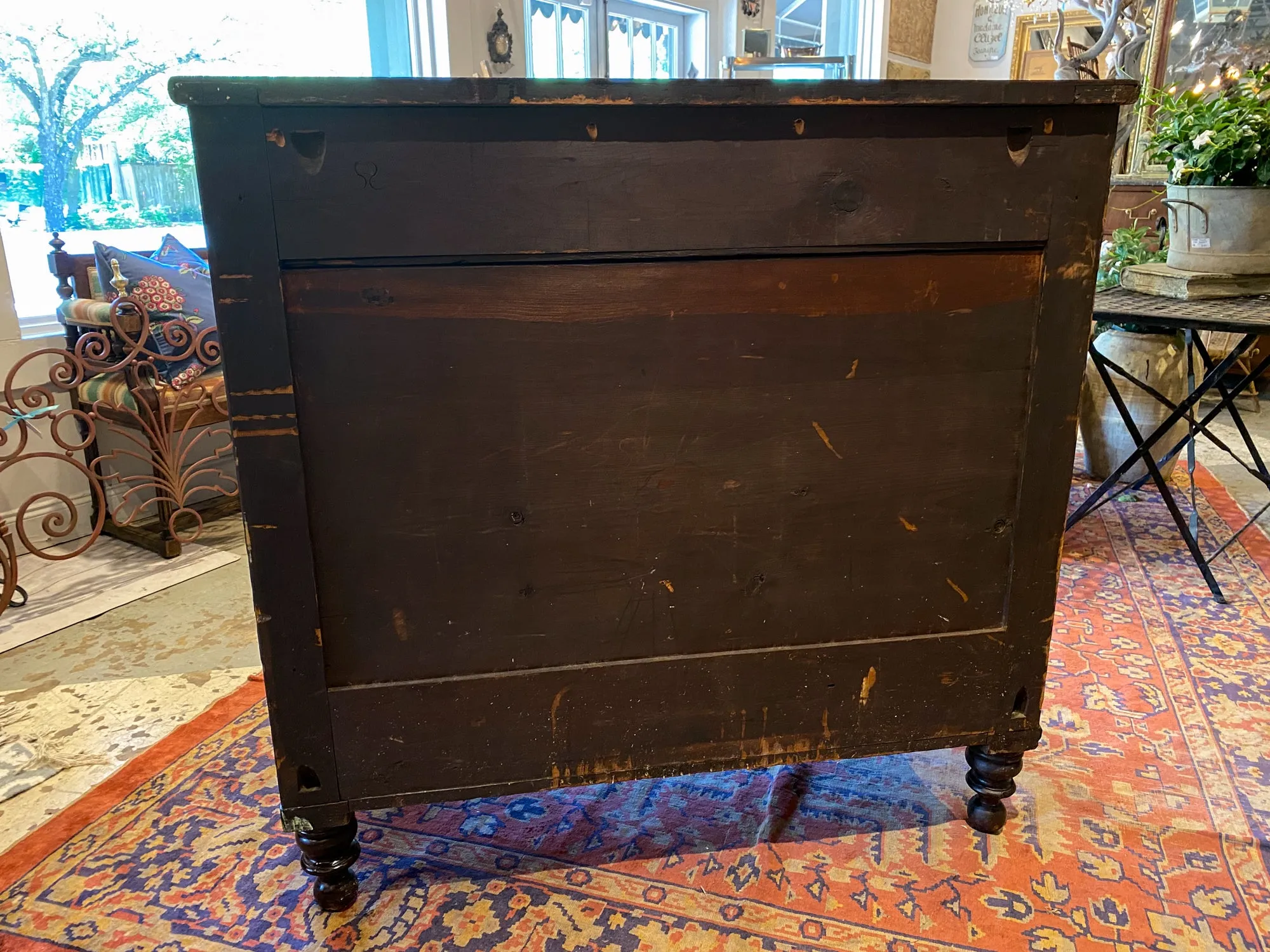 Large Empire Carved Chest of Drawers with Paw Feet and Brass Hardware