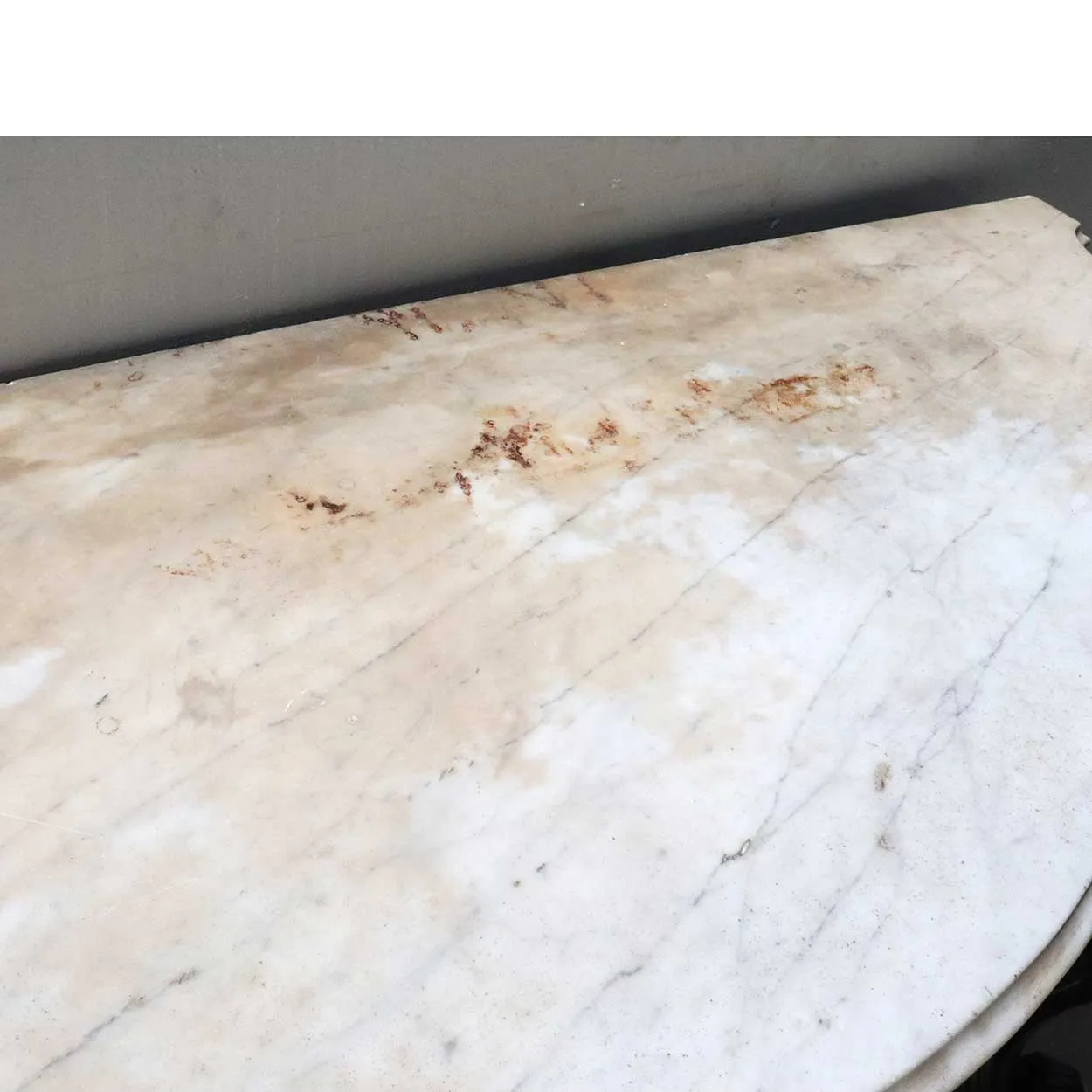 Large Pair of Anglo Indian Rococo Style Marble Top Mahogany Console Tables