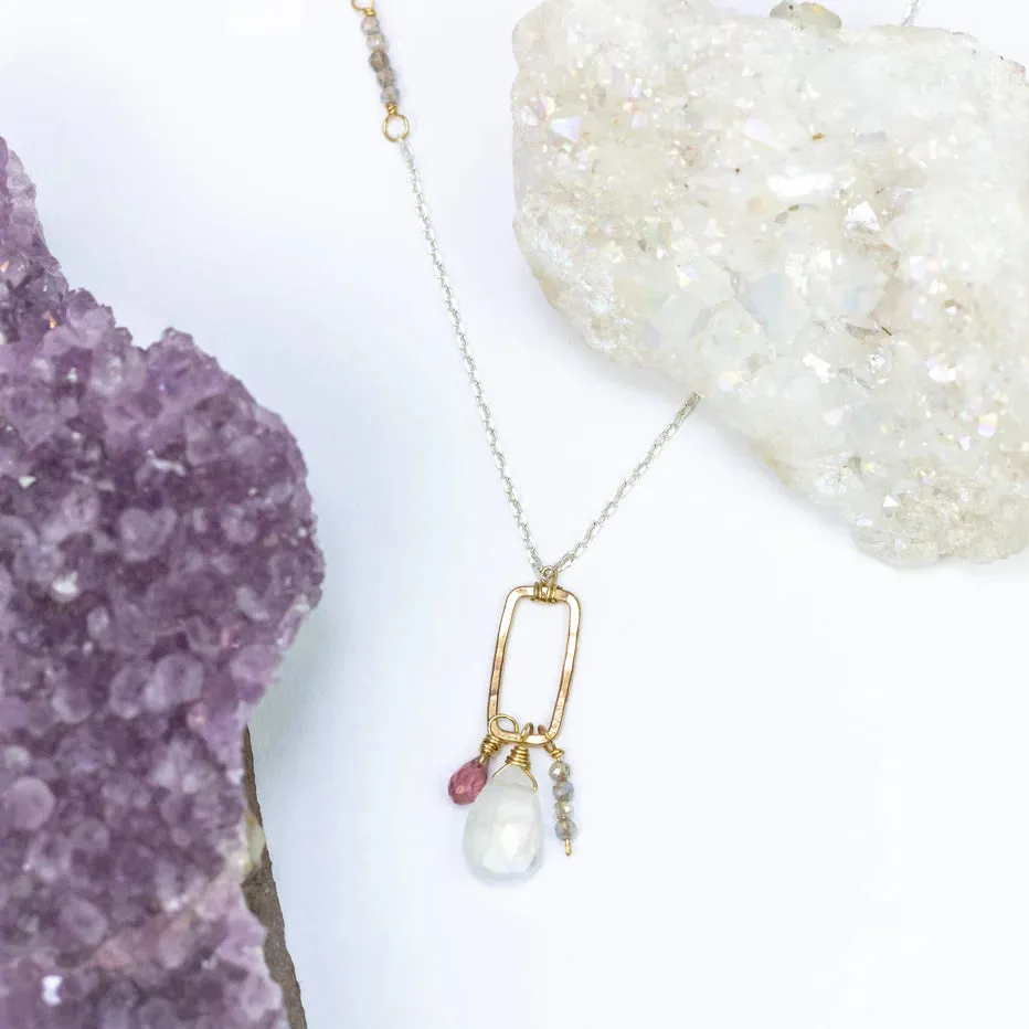 Laura J Pink Moon Pendant Necklace