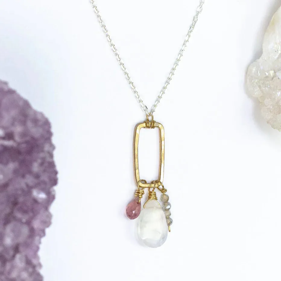Laura J Pink Moon Pendant Necklace