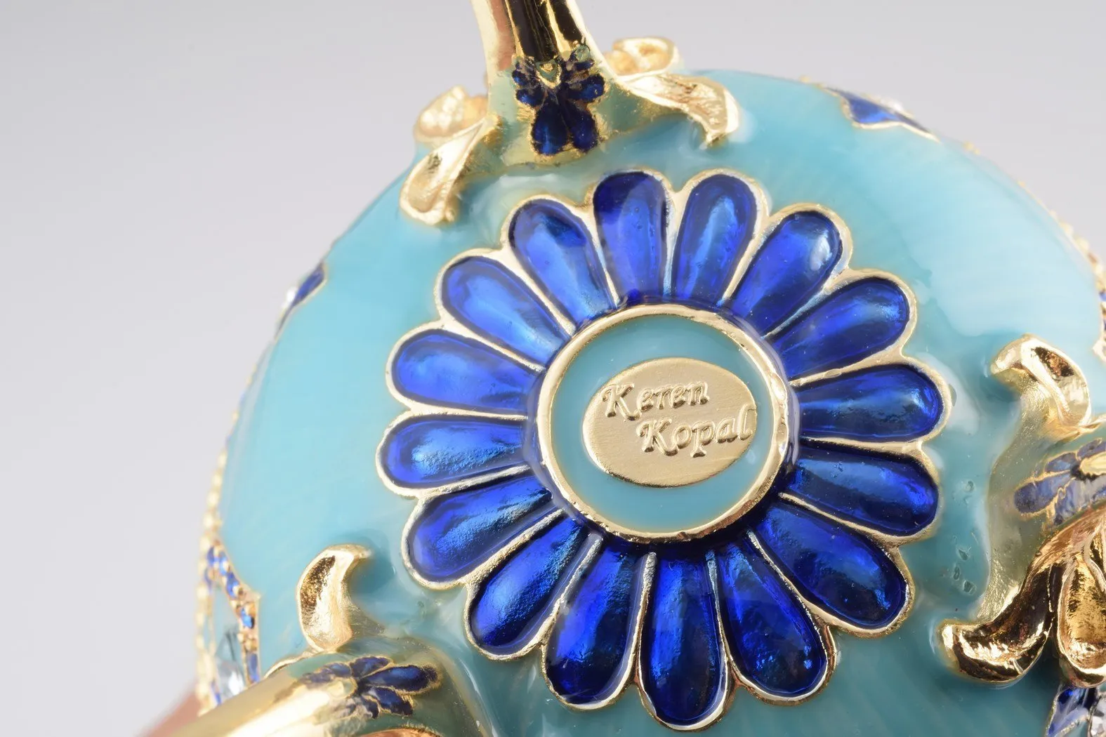 Light Blue Faberge Egg with Horse Carousel