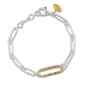Lika Behar "Chill-Link" Bracelet Sterling Silver & 22K Gold Toggle 8" CHL22-B-102-SILG