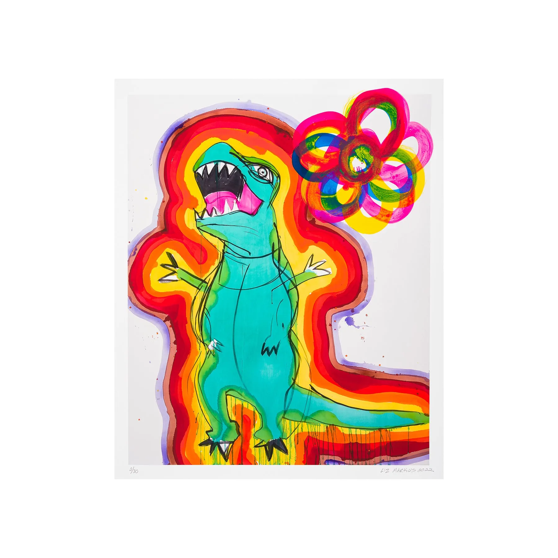 Liz Markus, Giant Green TRex, 2022; Limited Edition Print