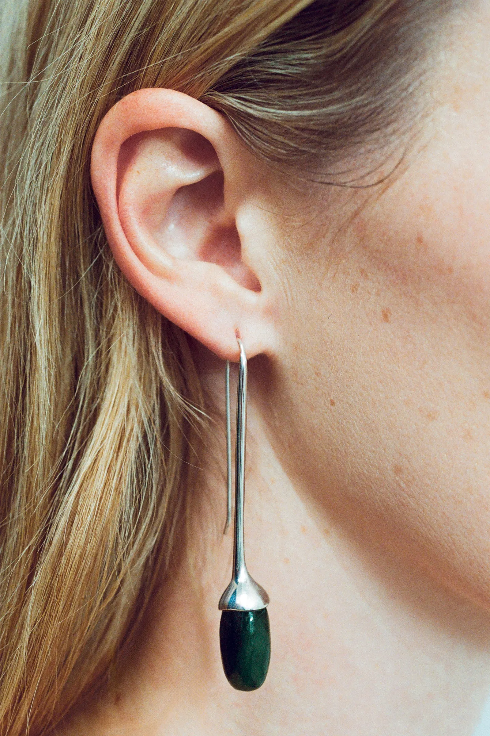 Long Dripping Stone Earrings in Jade