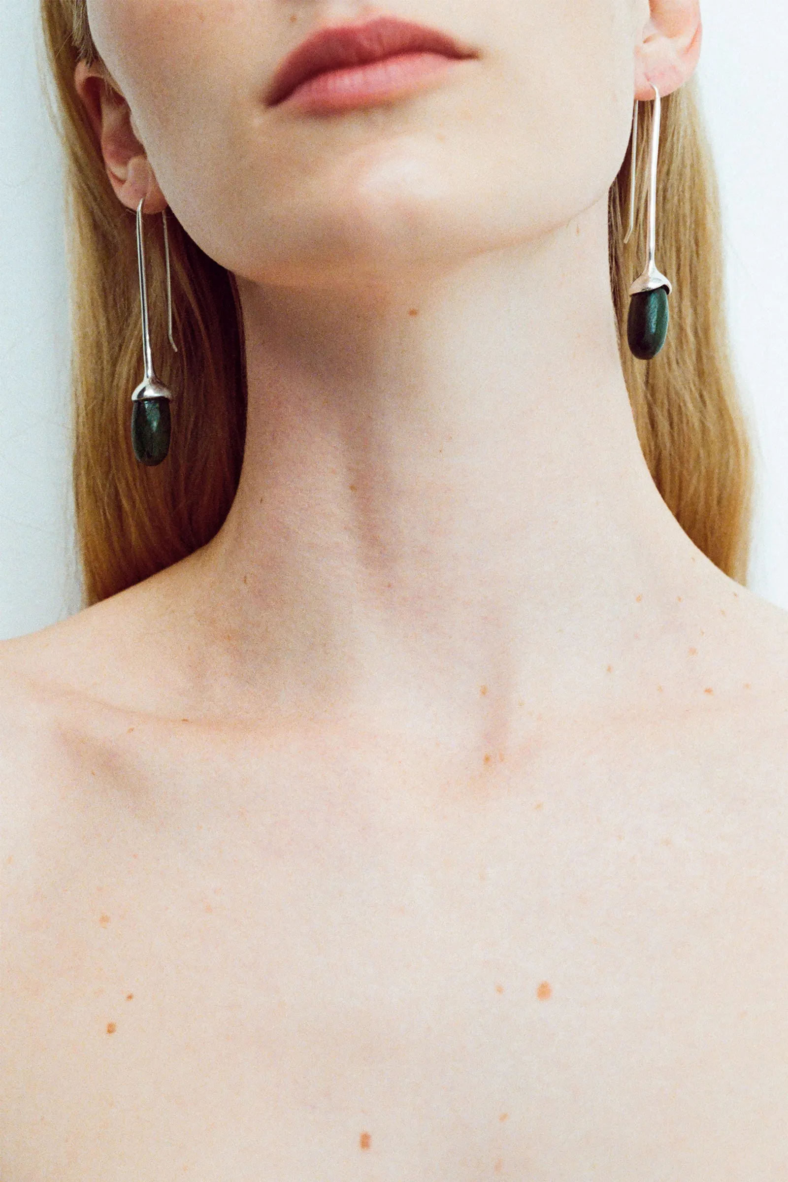Long Dripping Stone Earrings in Jade