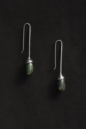 Long Dripping Stone Earrings in Jade