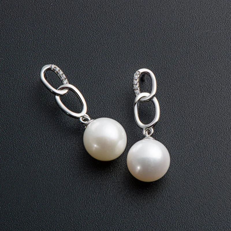 Luxury Hollow Geniune Freshawater Pearl Infinite Drop Earring