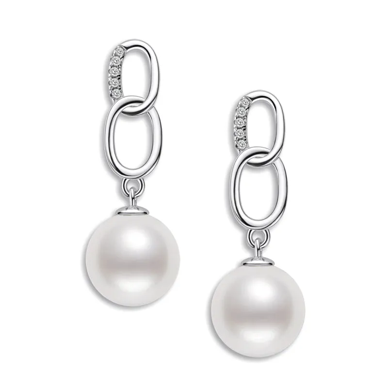 Luxury Hollow Geniune Freshawater Pearl Infinite Drop Earring