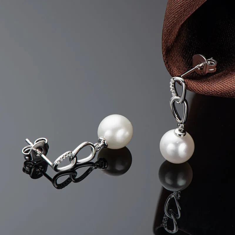 Luxury Hollow Geniune Freshawater Pearl Infinite Drop Earring