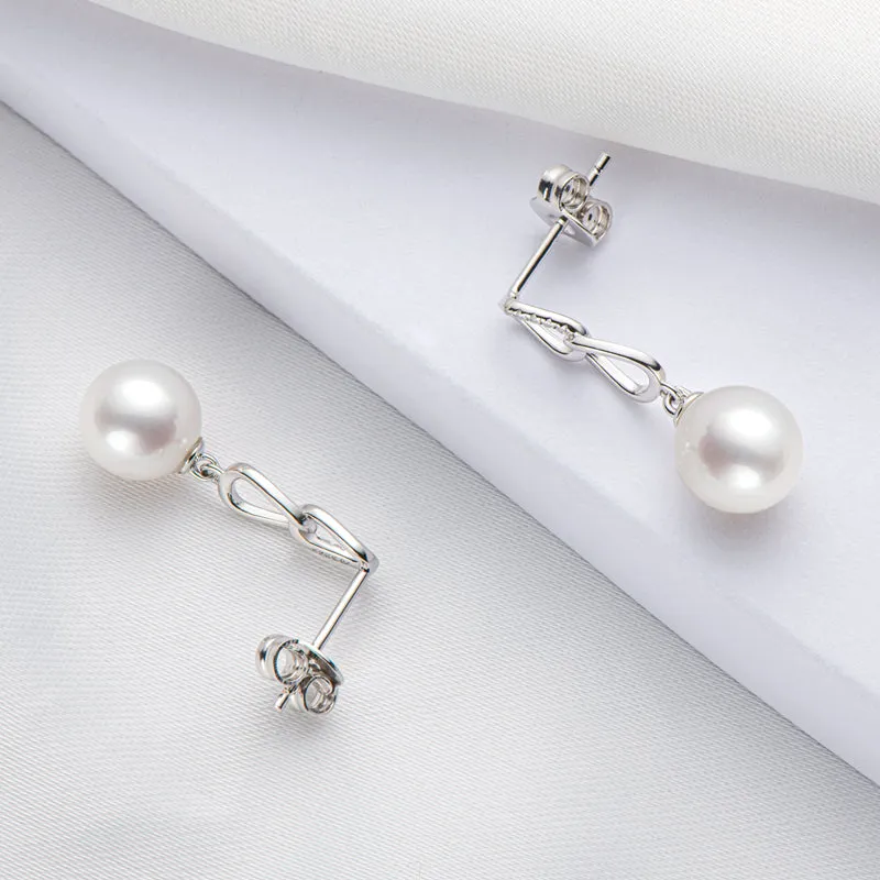 Luxury Hollow Geniune Freshawater Pearl Infinite Drop Earring