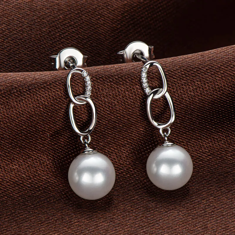 Luxury Hollow Geniune Freshawater Pearl Infinite Drop Earring