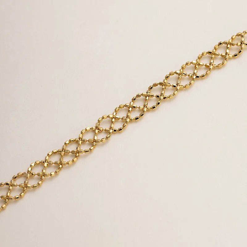 Mabe Pearl 18K Gold Woven Beaded Chain Bracelet