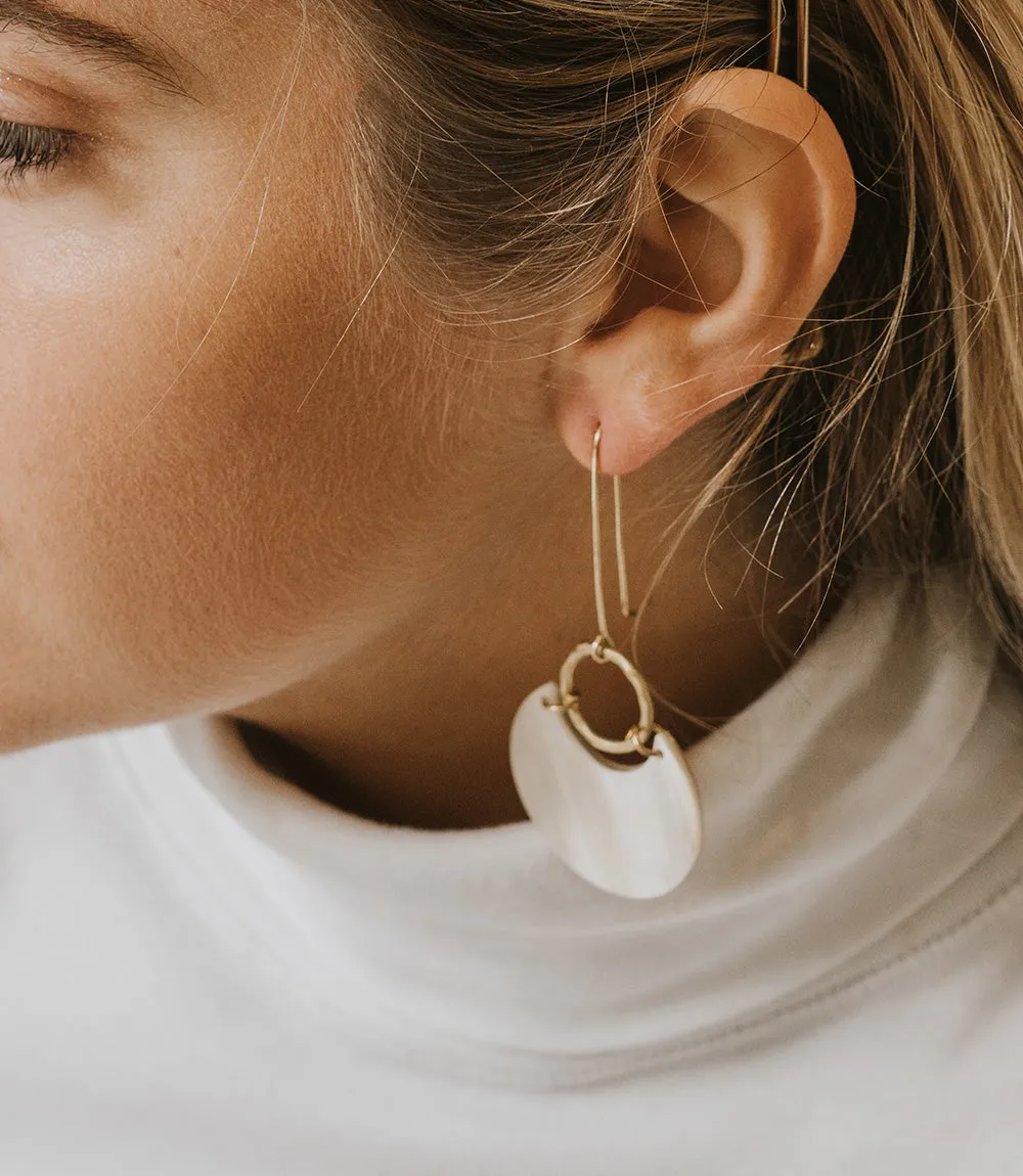 Madhu Fan Drop Earrings - Carved Horn by Matr Boomie