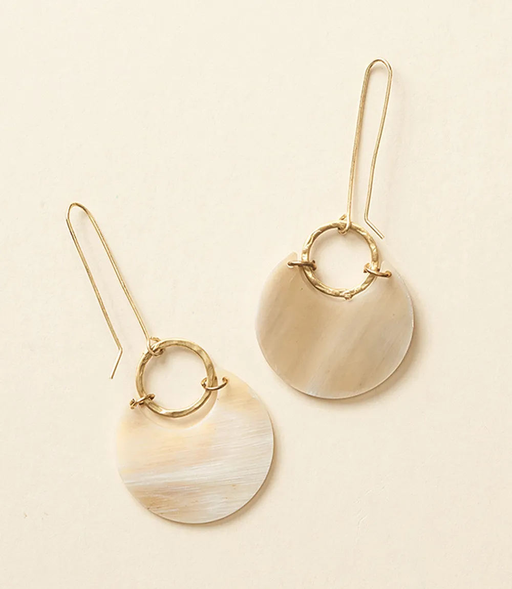 Madhu Fan Drop Earrings - Carved Horn by Matr Boomie