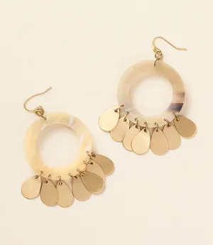 Madhu Teardrop Fringe Earrings - Carved Horn