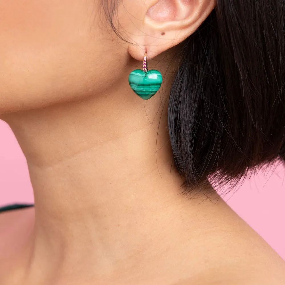 Malachite Heart Dollop Earrings