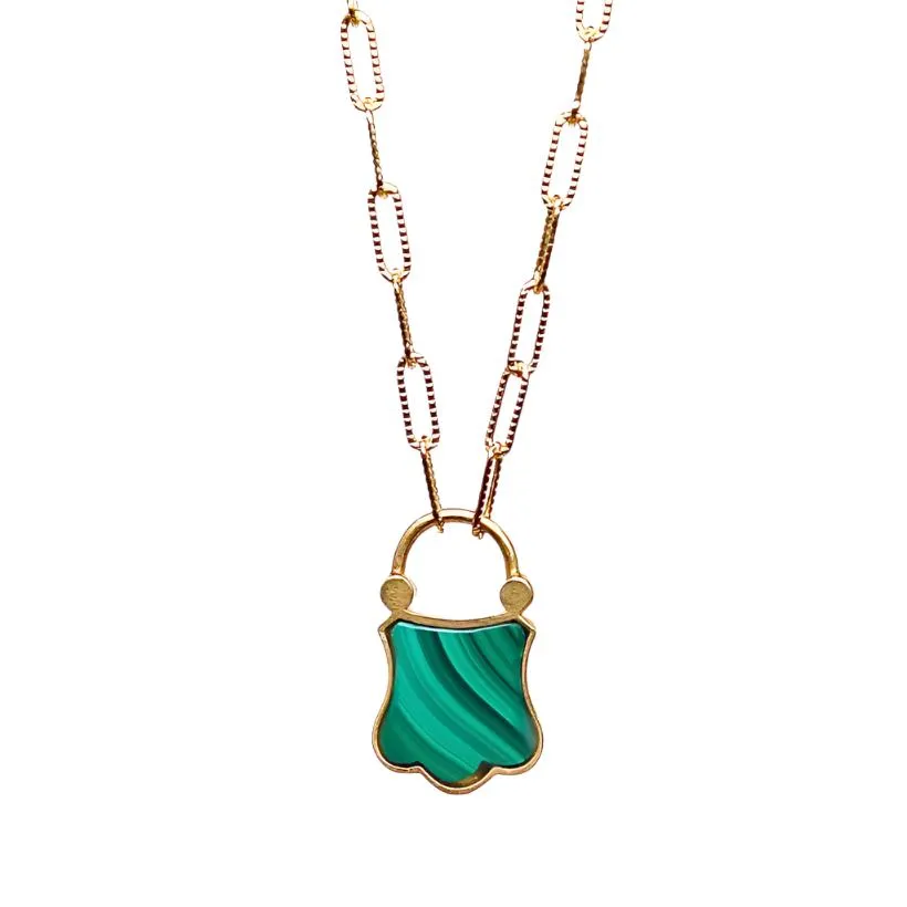 Malachite Padlock Necklace