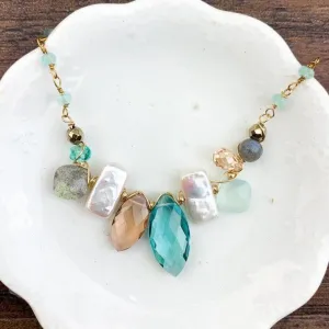 Marquee and Pearl Katie Gem Necklace