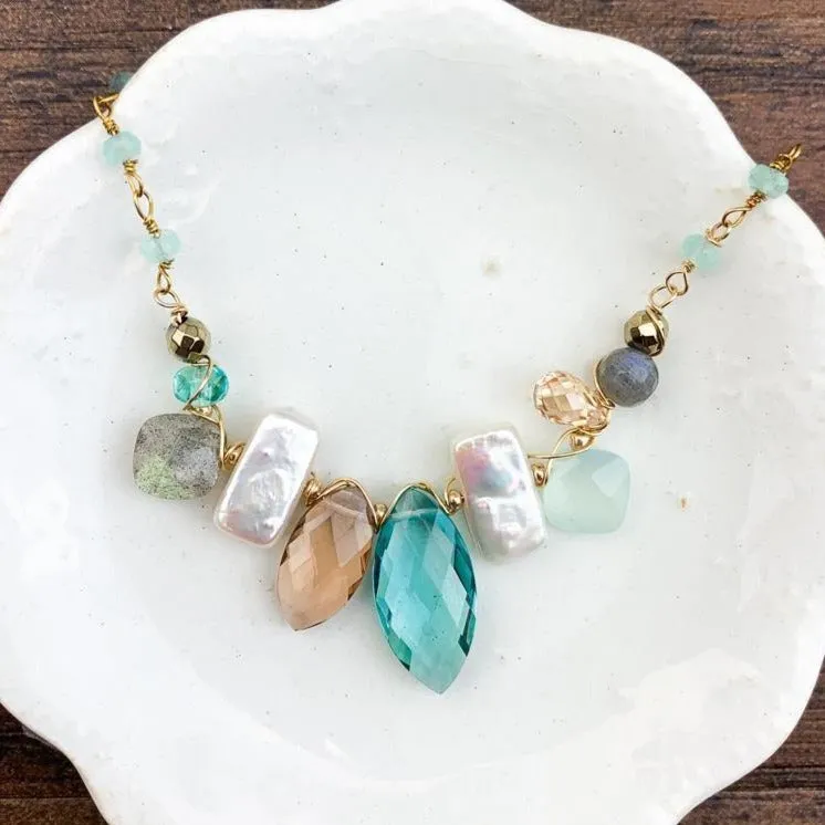 Marquee and Pearl Katie Gem Necklace