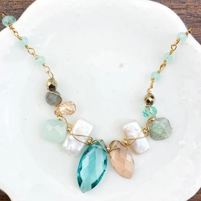 Marquee and Pearl Katie Gem Necklace