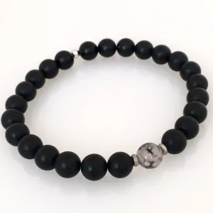 Matte Onyx and Dragon Vein Agate Men's Bracelet