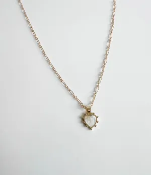 Mica mother of pearl heart necklace