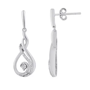 Mirage Swirl Drop Stud Earrings with 0.10ct of Diamonds in Sterling Silver