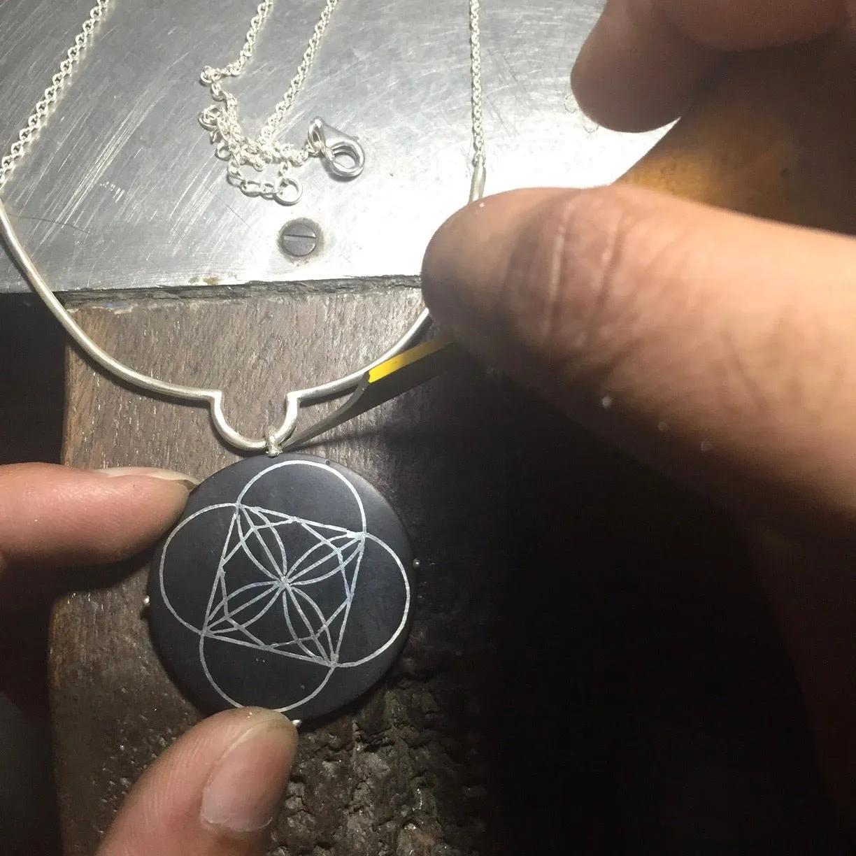 Modernist round Bidri necklace