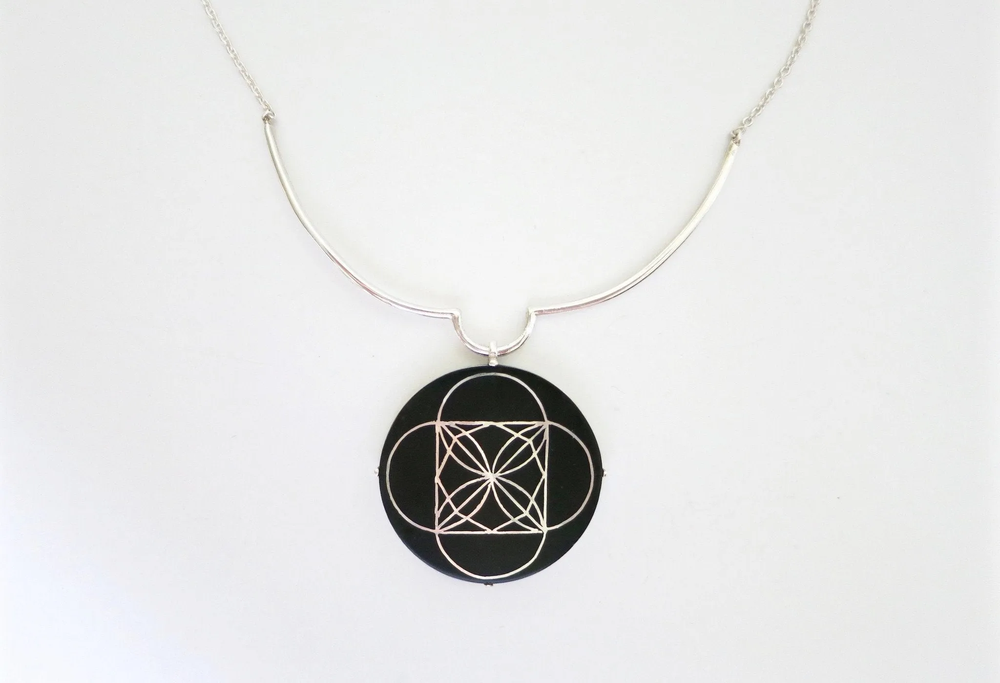 Modernist round Bidri necklace