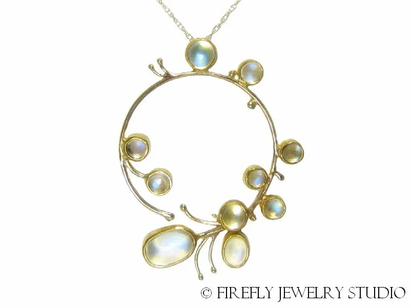 Moonstone "Wisteria" Necklace in 18K Yellow Gold: MADE TO ORDER
