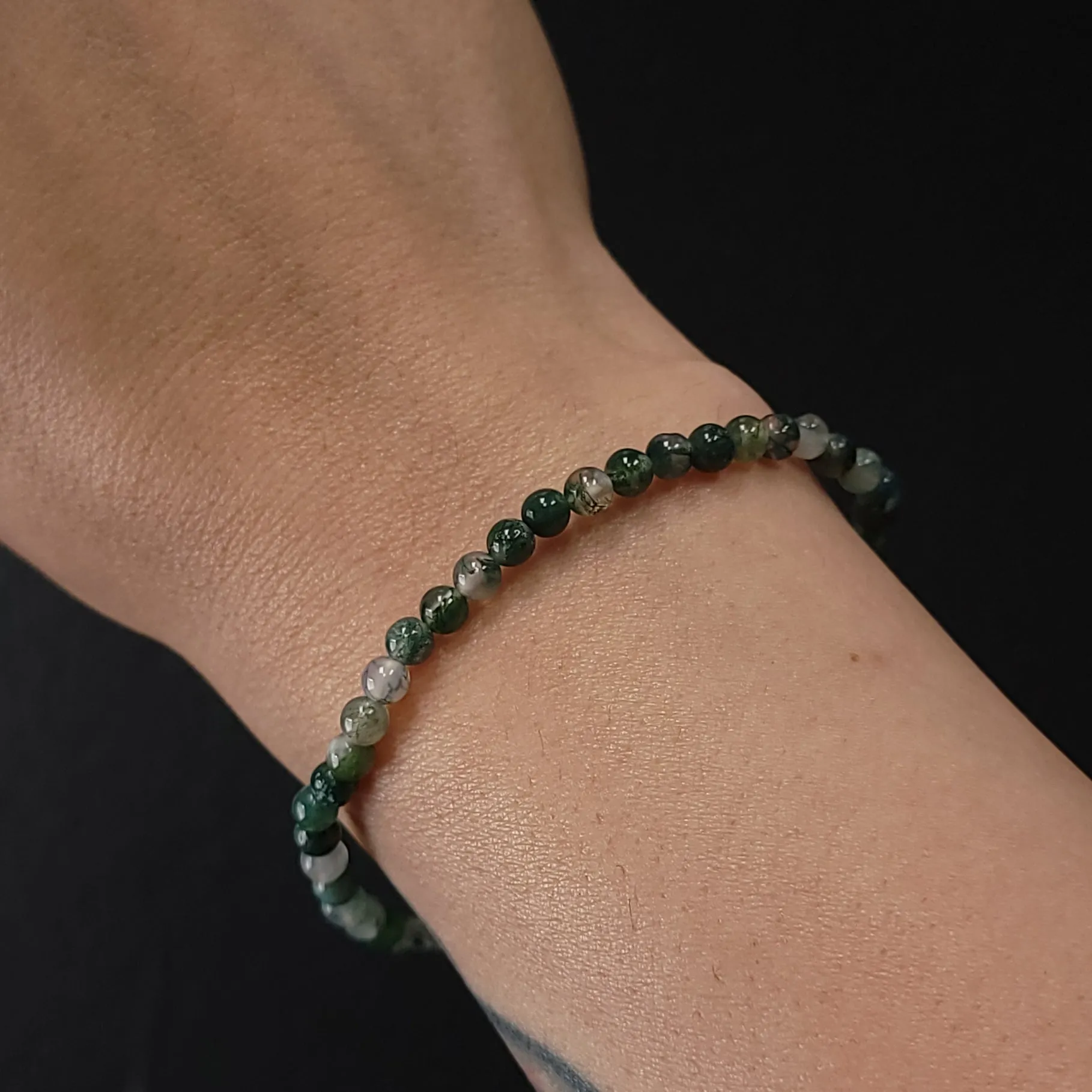 Moss Agate Bracelet 4mm Bead Bracelet