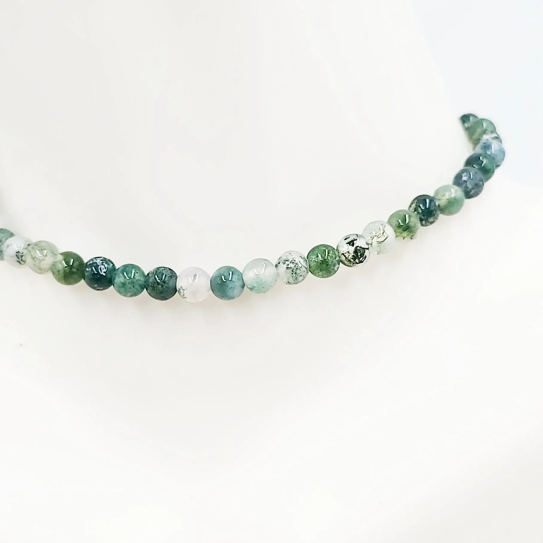 Moss Agate Bracelet 4mm Bead Bracelet