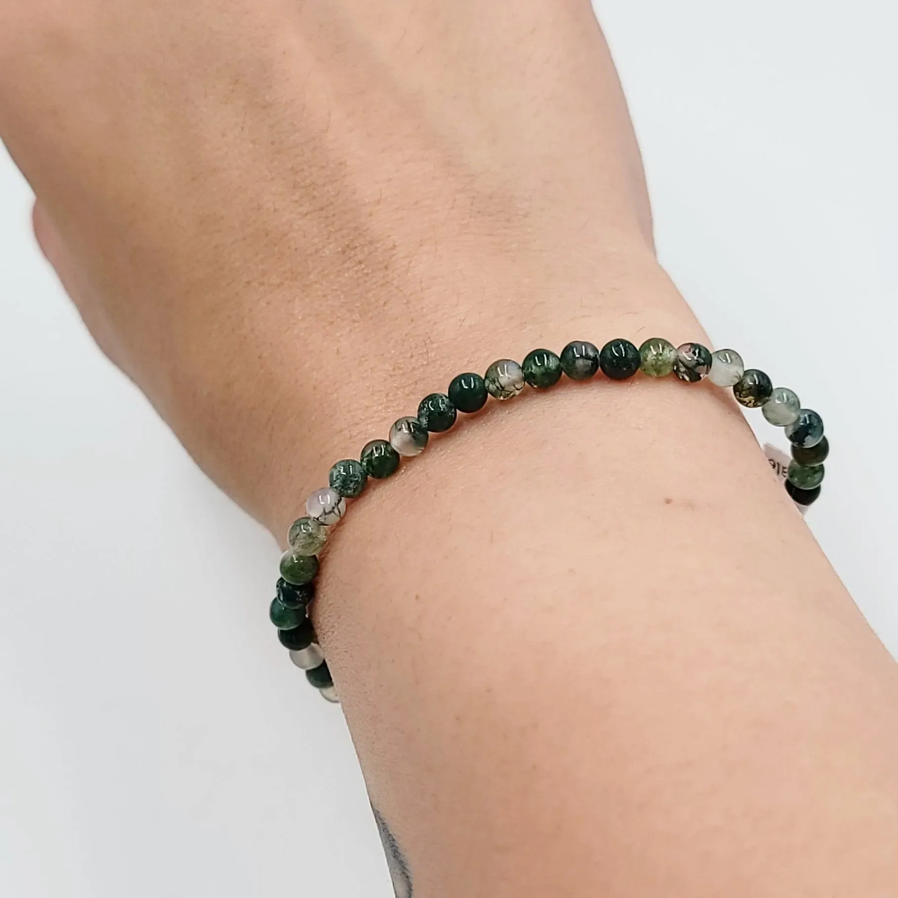 Moss Agate Bracelet 4mm Bead Bracelet
