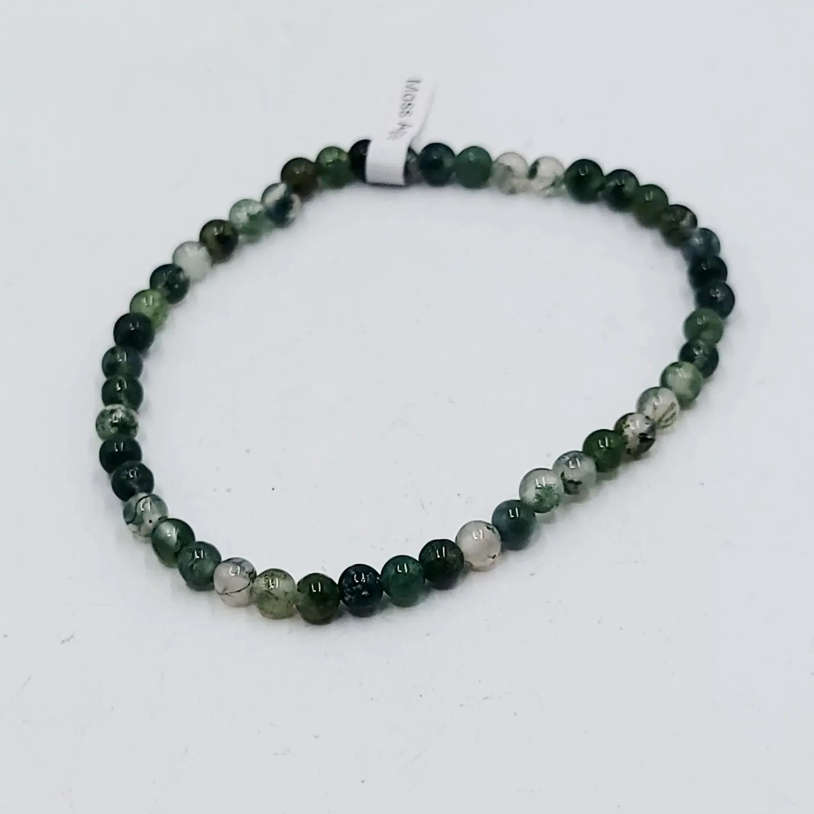 Moss Agate Bracelet 4mm Bead Bracelet