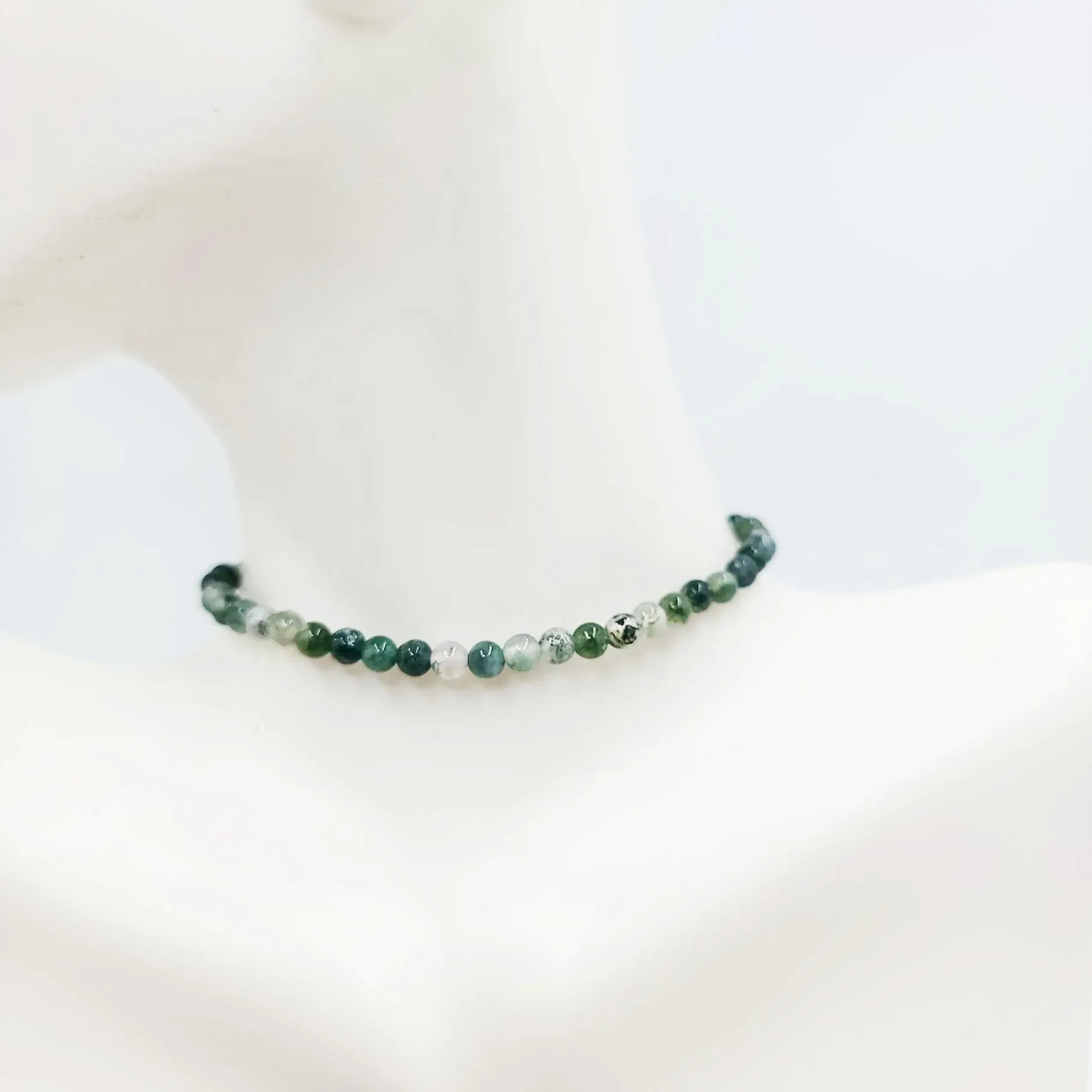 Moss Agate Bracelet 4mm Bead Bracelet