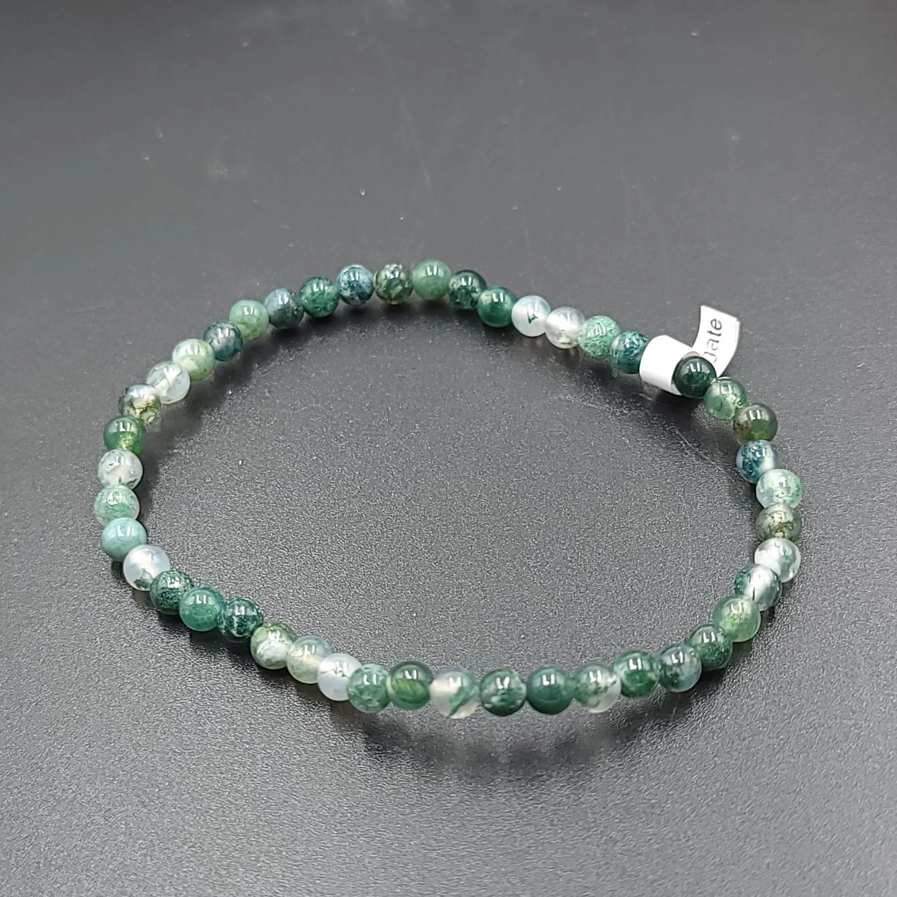Moss Agate Bracelet 4mm Bead Bracelet