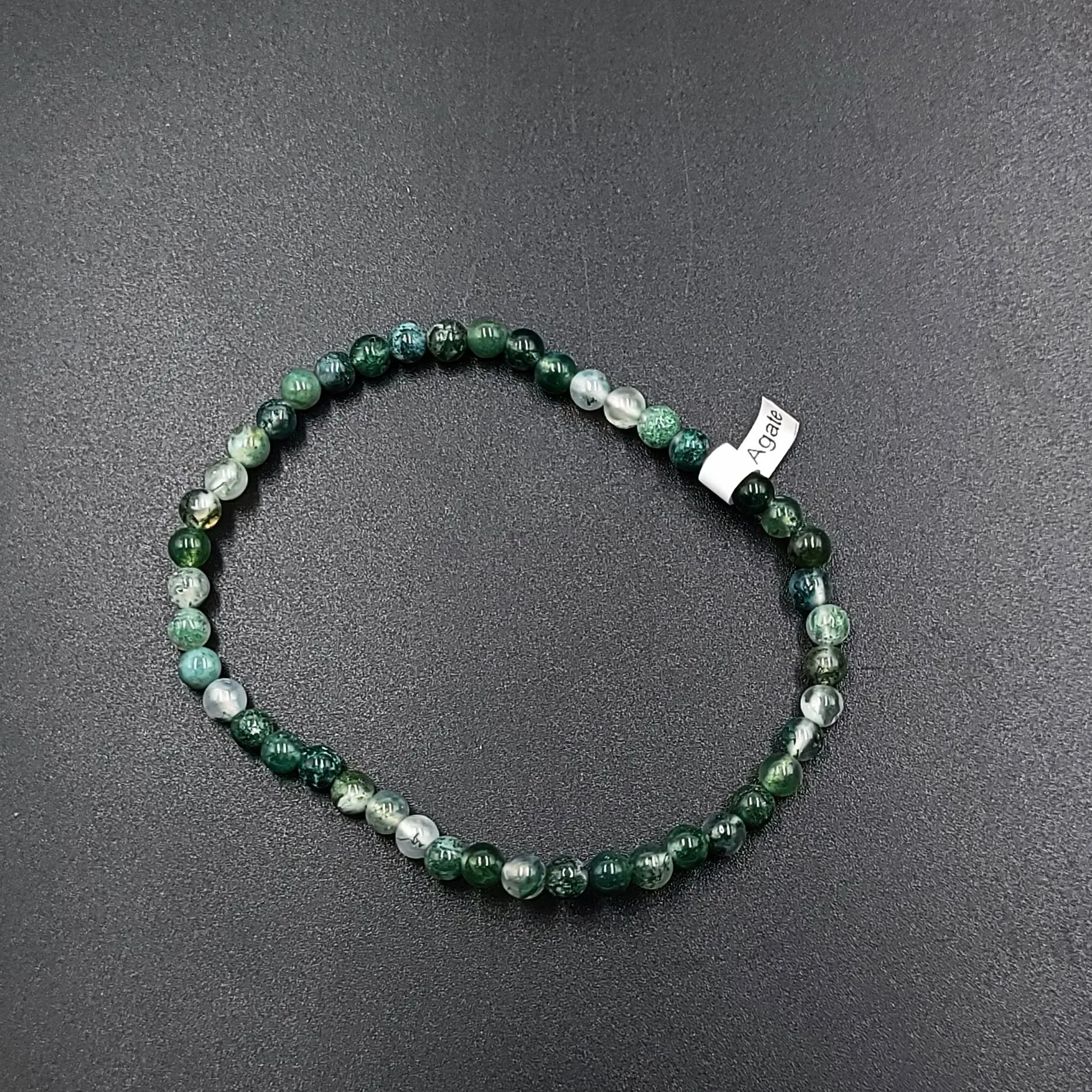 Moss Agate Bracelet 4mm Bead Bracelet