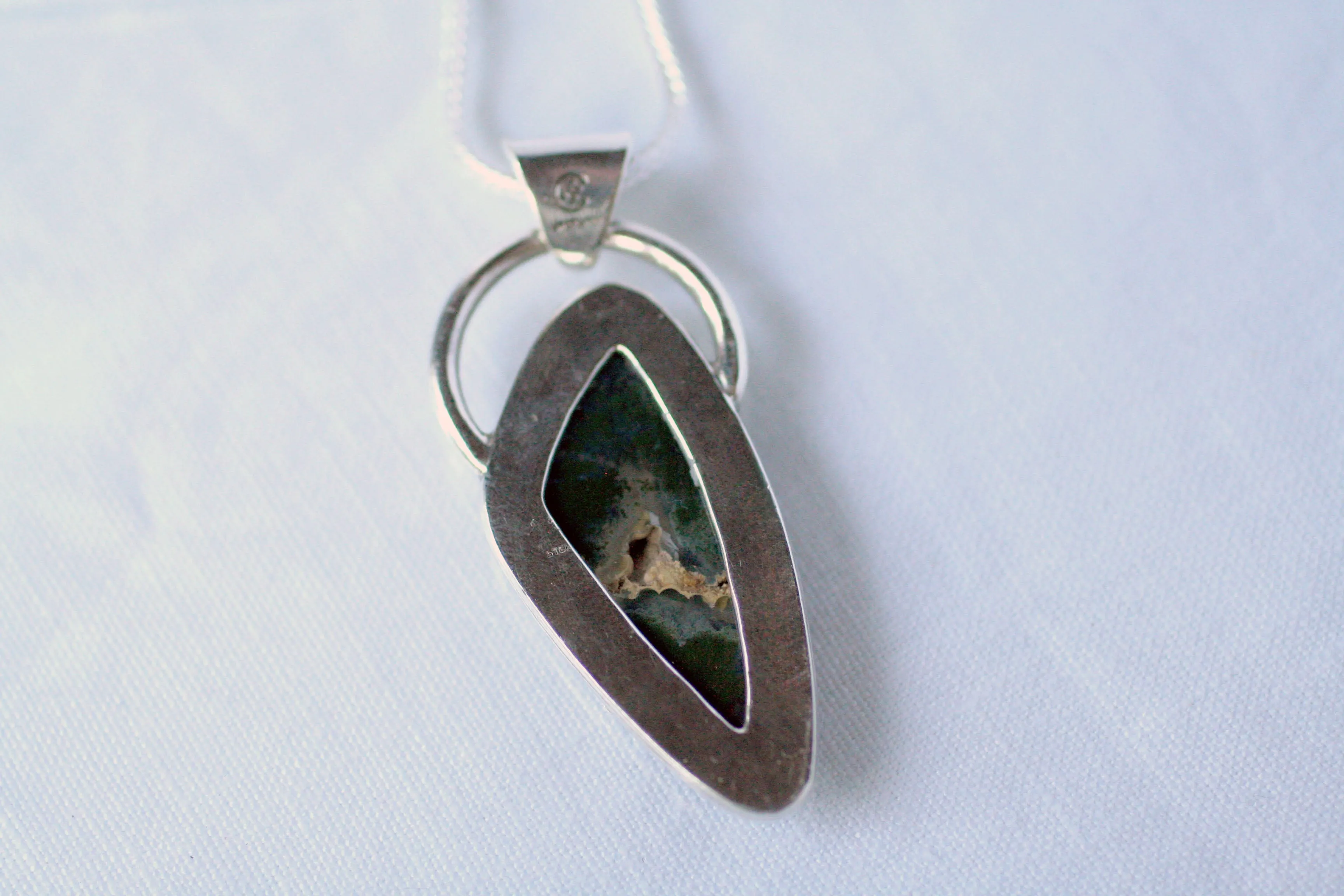 Moss Agate Garnet Pendant
