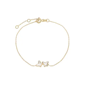 Mother Of Pearl Double Butterfly Bracelet 14K