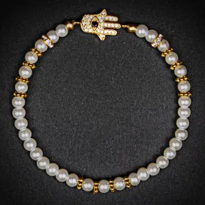 Mother of Pearl Hamsa Hand Charm Bracelet