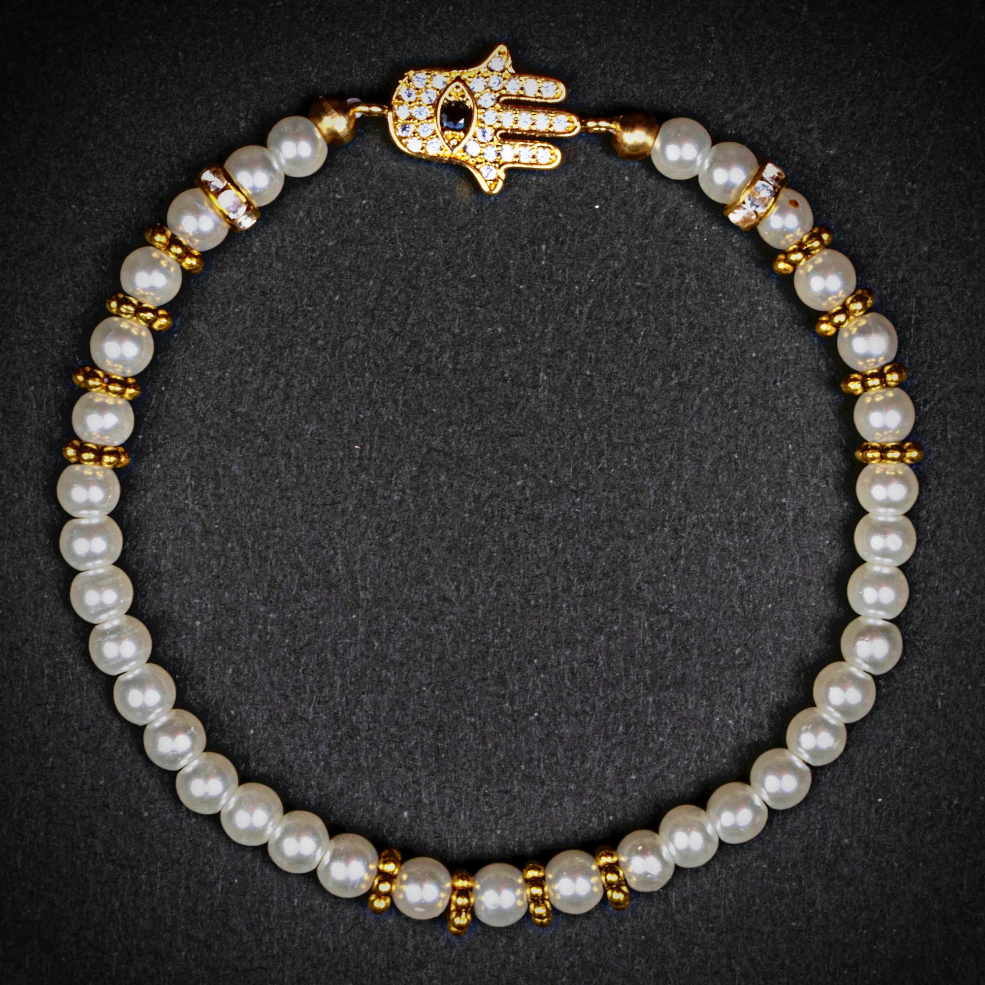 Mother of Pearl Hamsa Hand Charm Bracelet