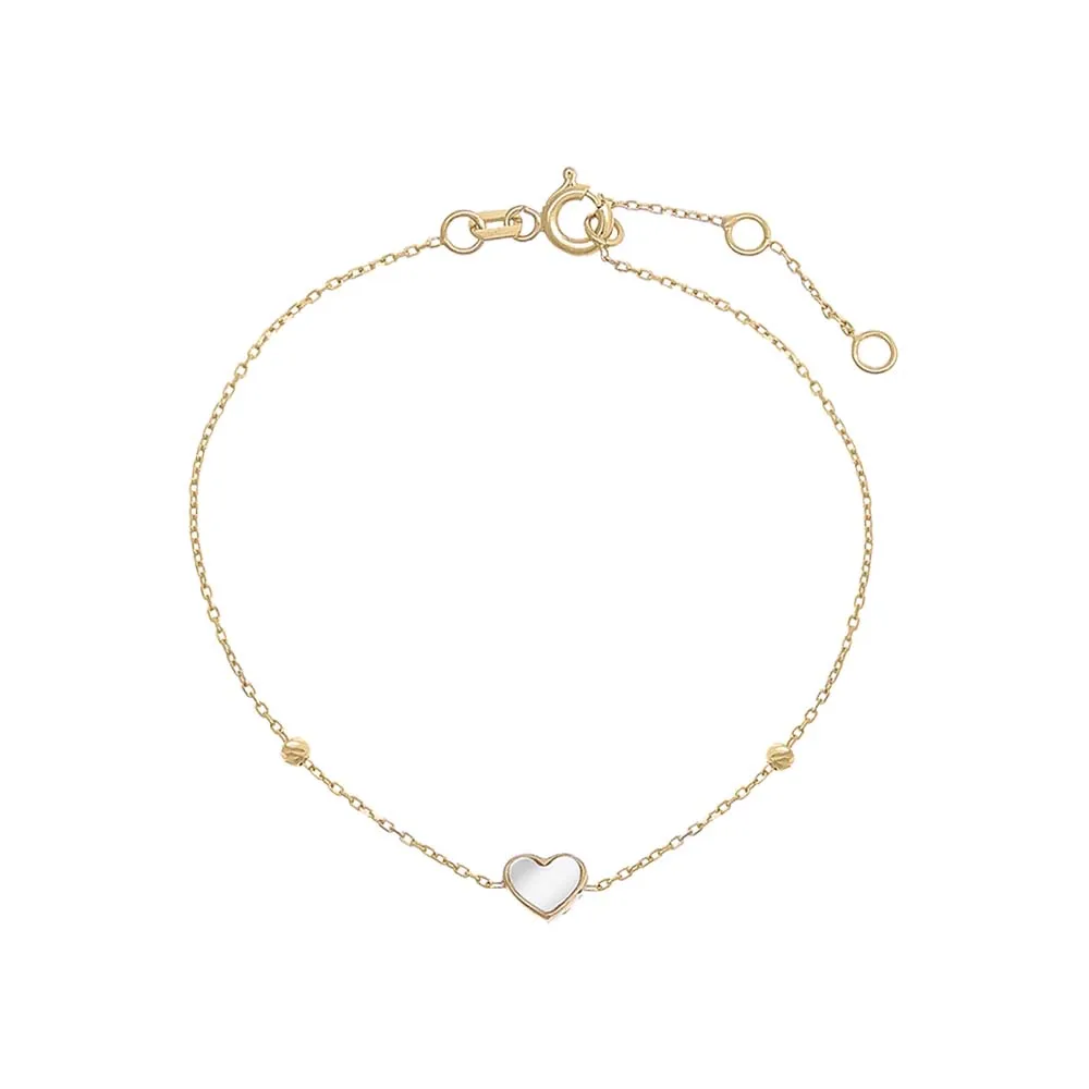 Mother Of Pearl Heart Bracelet 14K
