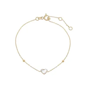 Mother Of Pearl Heart Bracelet 14K