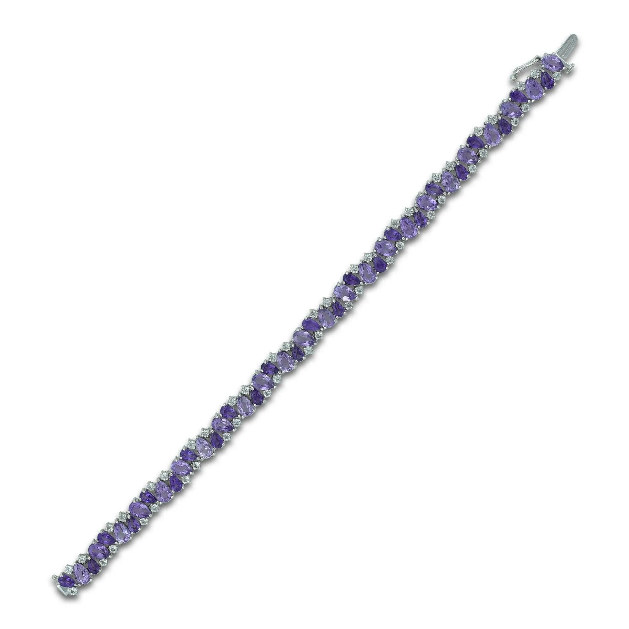 Multi Amethyst Fashion Tennis Bracelet in Silver