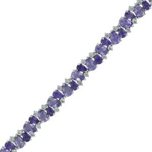 Multi Amethyst Fashion Tennis Bracelet in Silver