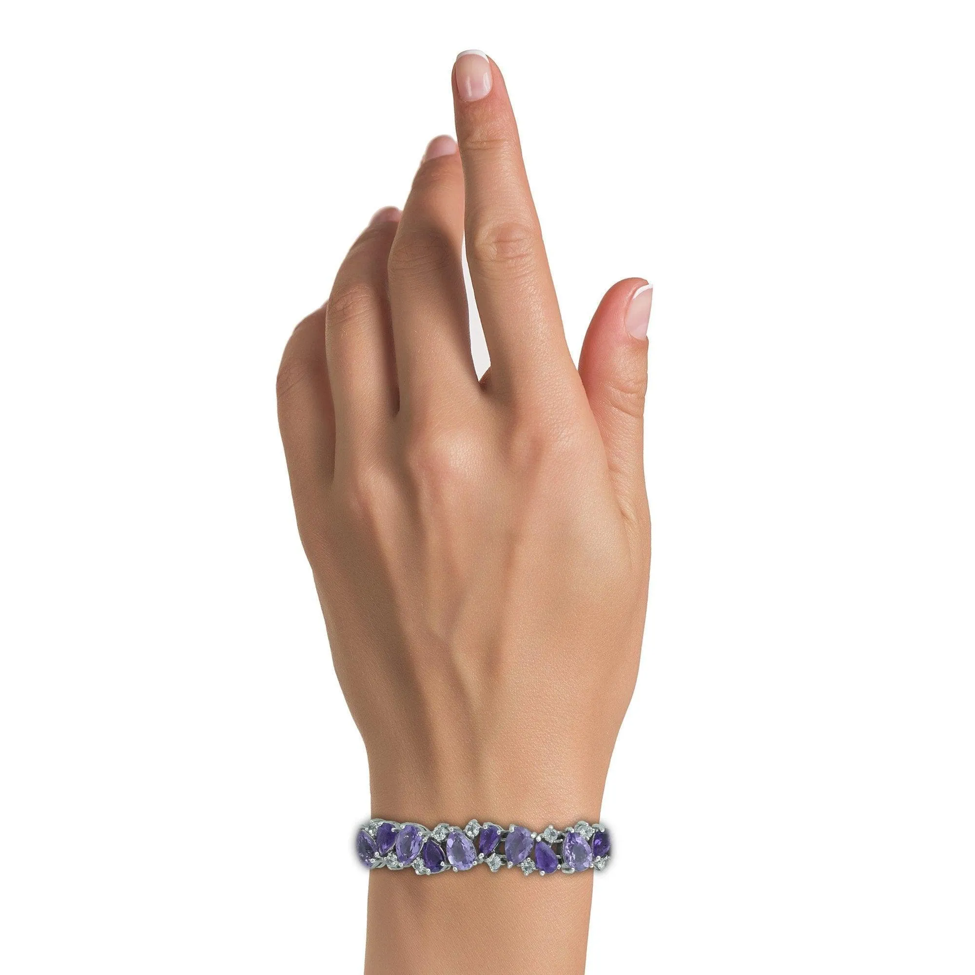 Multi Amethyst Fashion Tennis Bracelet in Silver