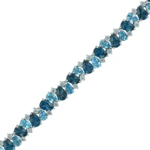 Multi Blue Topaz Fashion Tennis Bracelet in Silver
