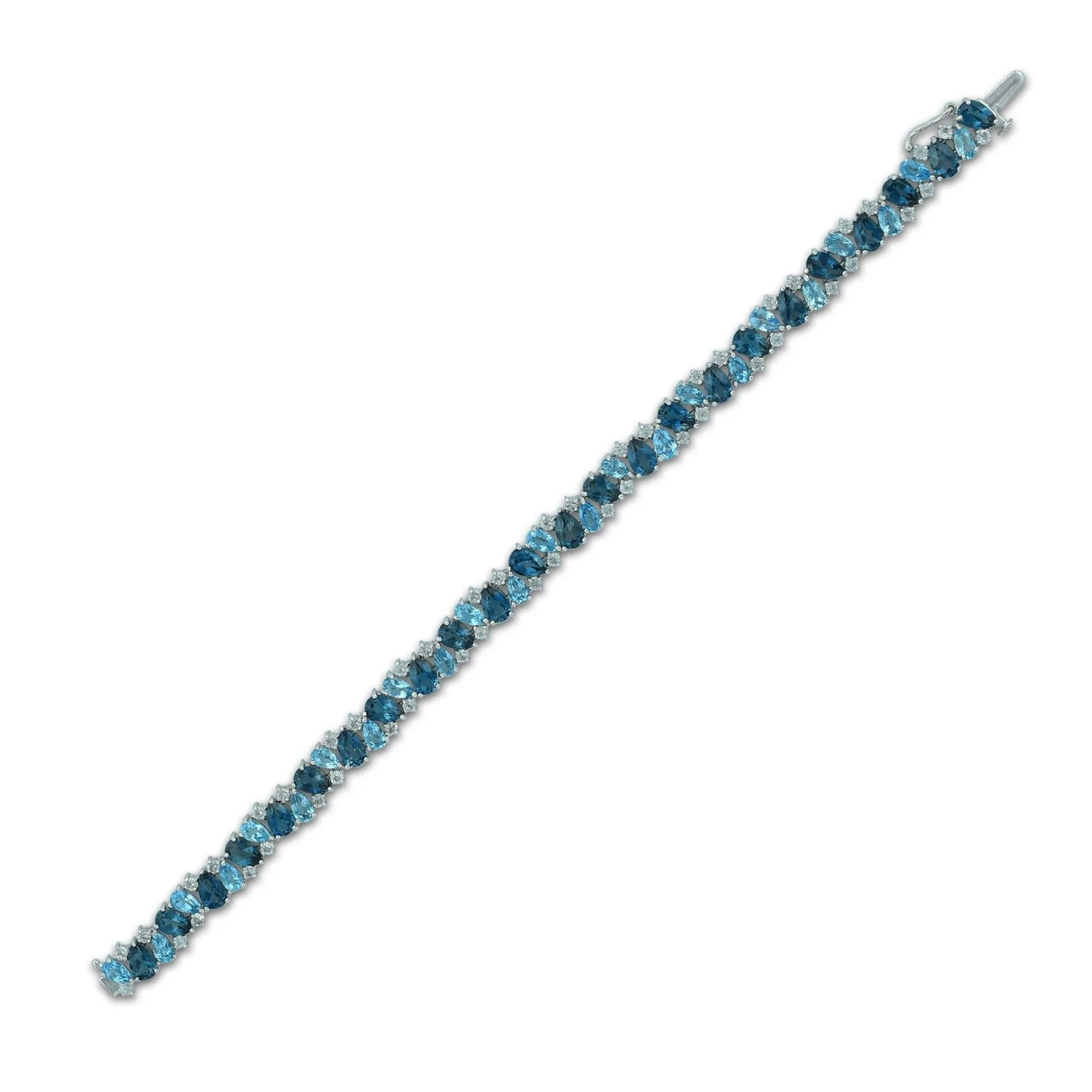 Multi Blue Topaz Fashion Tennis Bracelet in Silver